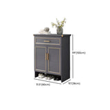 Modern Louver Wooden Entryway Gray Spacious Shoe Cabinet Image - 18