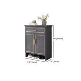 Modern Louver Wooden Entryway Gray Spacious Shoe Cabinet Image - 20