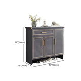 Modern Louver Wooden Entryway Gray Spacious Shoe Cabinet Image - 21