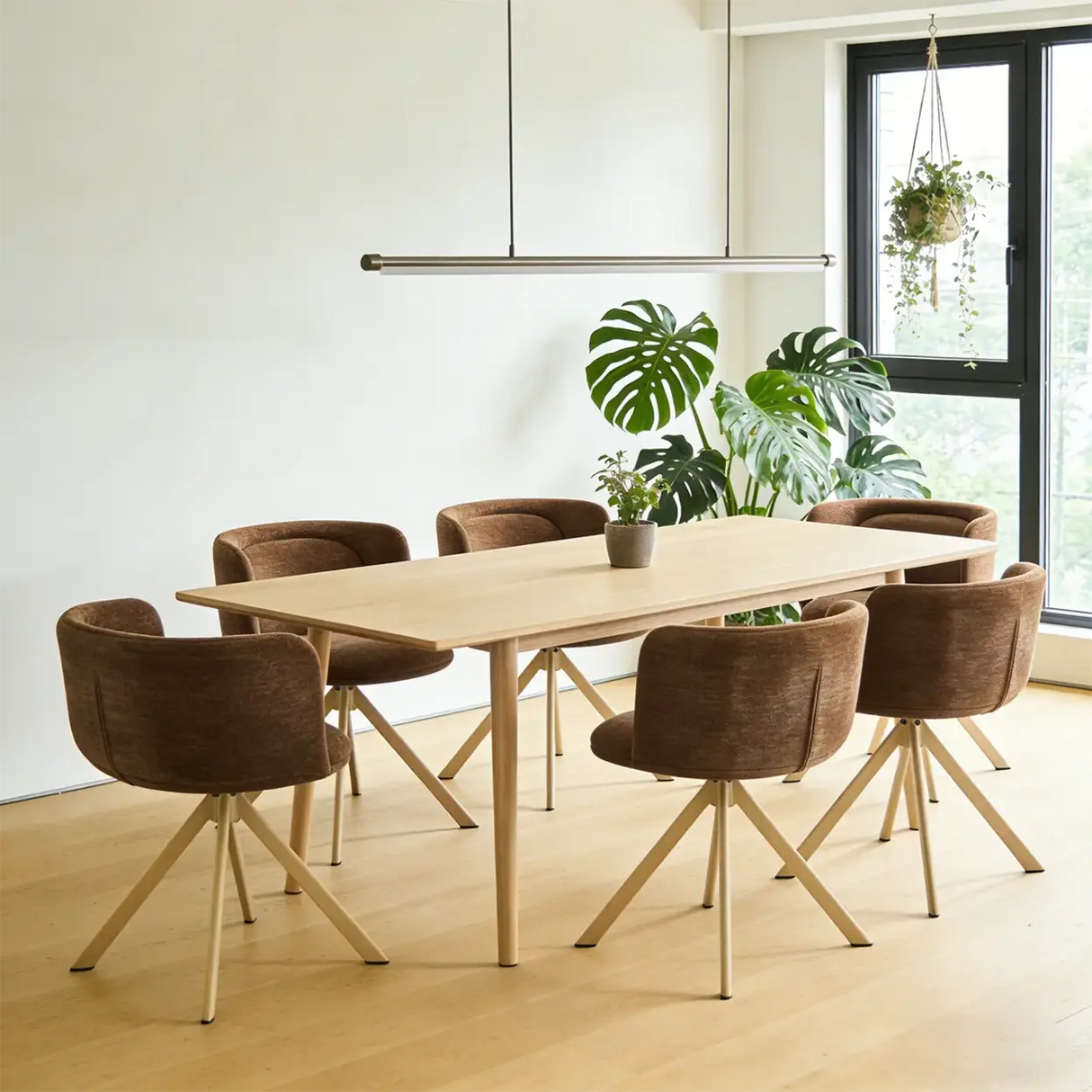 Modern Low Back Fabric Swivel Upholstered Dining Chairs Set of 2 Image - 4