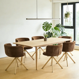 Modern Low Back Fabric Swivel Upholstered Dining Chairs Set of 2 Image - 4