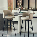 Modern Low Back Leather Counter Height Bar Stool with Footrest Image - 1