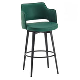 Modern Low Back Leather Counter Height Bar Stool with Footrest Image - 11
