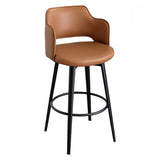 Modern Low Back Leather Counter Height Bar Stool with Footrest Image - 13
