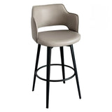 Modern Low Back Leather Counter Height Bar Stool with Footrest Image - 14