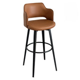 Modern Low Back Leather Counter Height Bar Stool with Footrest Image - 15