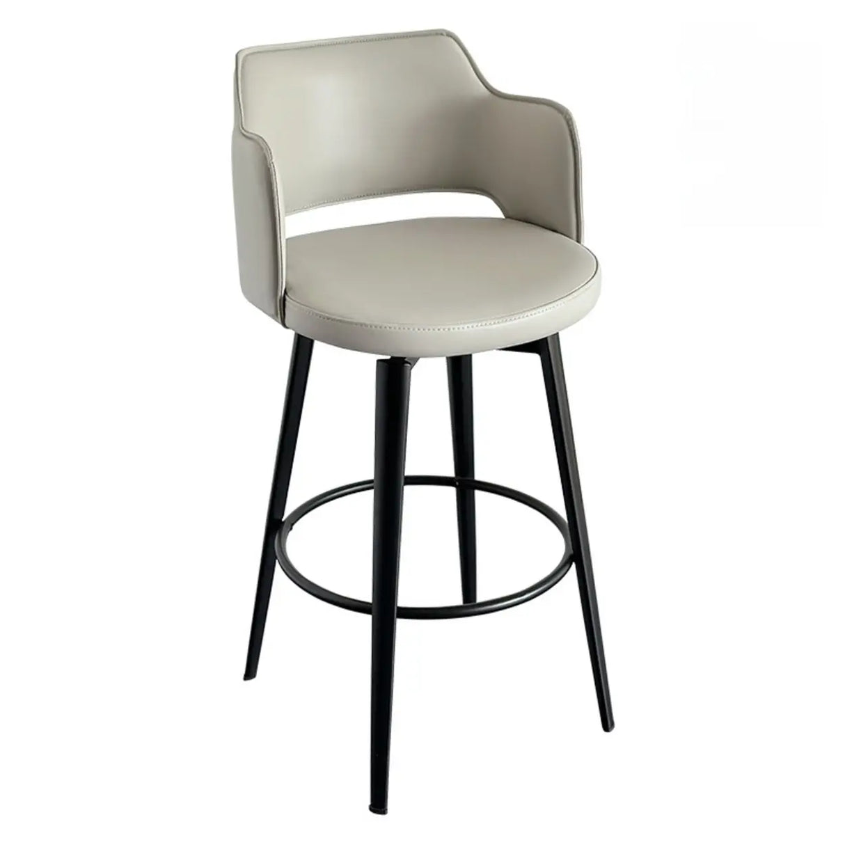 Modern Low Back Leather Counter Height Bar Stool with Footrest Image - 2