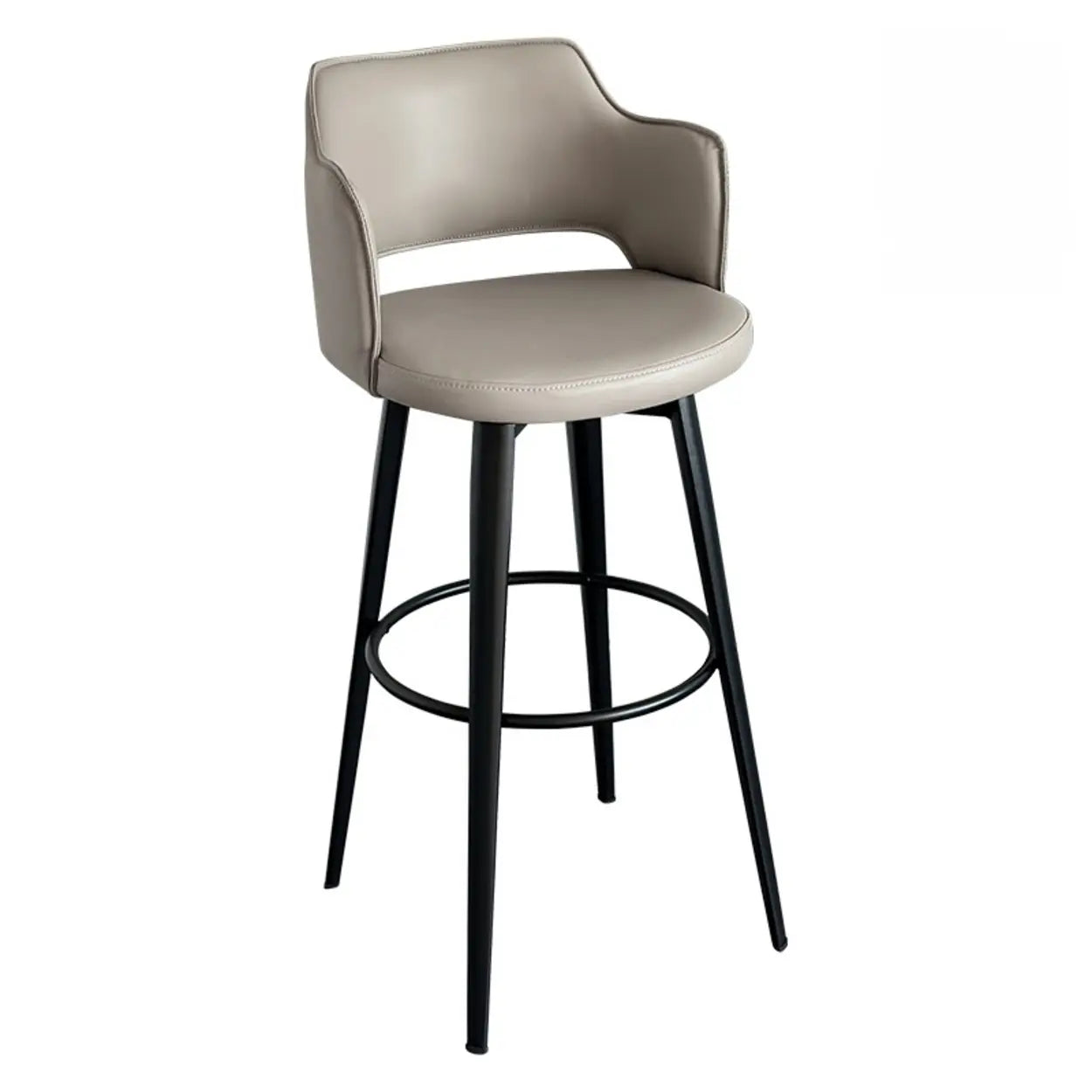 Modern Low Back Leather Counter Height Bar Stool with Footrest Image - 7