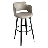 Modern Low Back Leather Counter Height Bar Stool with Footrest Image - 7