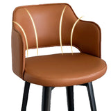 Modern Low Back Leather Counter Height Bar Stool with Footrest Image - 8
