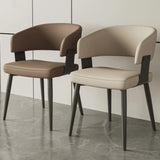 Modern Low Back Leather Dining Chair with Metal Legs Image - 1