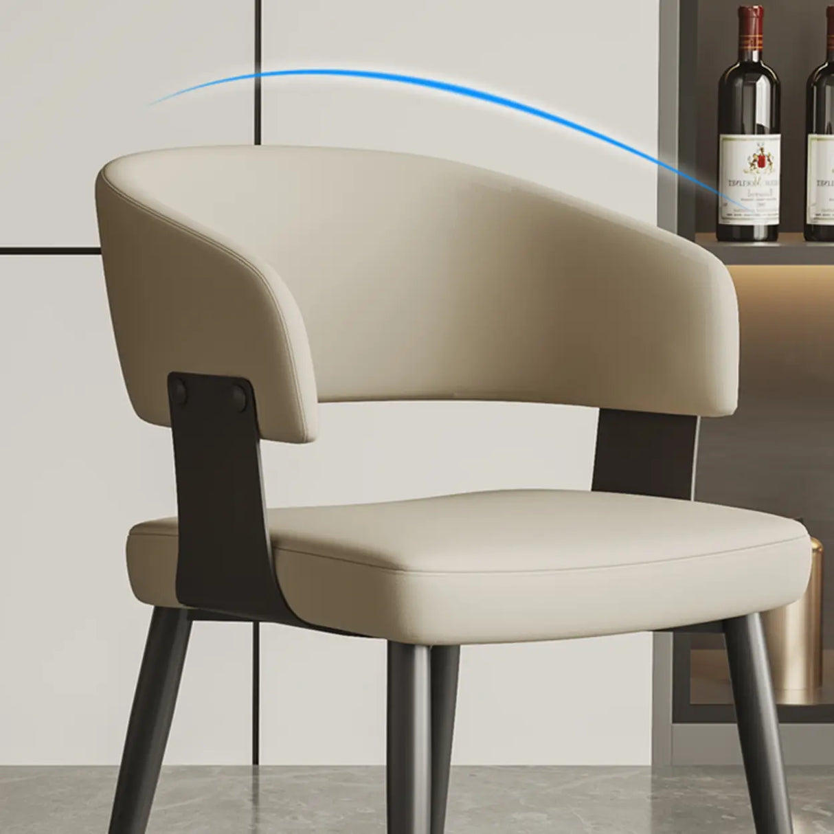 Modern Low Back Leather Dining Chair with Metal Legs Image - 11