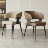 Modern Low Back Leather Dining Chair with Metal Legs Image - 4