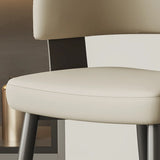 Modern Low Back Leather Dining Chair with Metal Legs Image - 6
