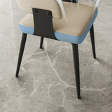 Modern Low Back Leather Dining Chair with Metal Legs Image - 8