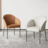 Modern Low Back Leather Upholstered Accent Dining Chair Image - 1