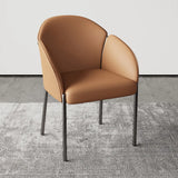 Modern Low Back Leather Upholstered Accent Dining Chair Image - 2
