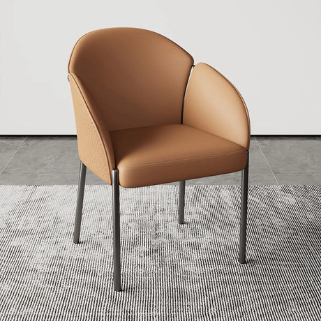 Modern Low Back Leather Upholstered Accent Dining Chair Image - 2