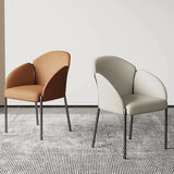 Modern Low Back Leather Upholstered Accent Dining Chair Image - 4