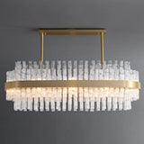 Modern Luxury Brass Clear Glass Rod Oval Island Light Chandelier Image - 1