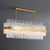 Modern Luxury Brass Clear Glass Rod Oval Island Light Chandelier Image - 2
