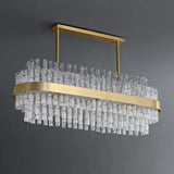 Modern Luxury Brass Clear Glass Rod Oval Island Light Chandelier Image - 5