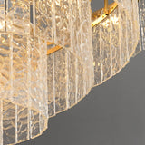 Modern Luxury Brass Downrod Tierd Glass Chandelier Image - 5