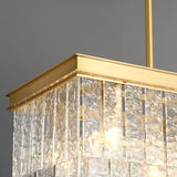 Modern Luxury Brass Glass Rectangular  2-Tier Island Lights Image - 6