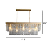 Modern Luxury Brass Glass Rectangular  2-Tier Island Lights #size
