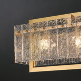 Modern Luxury Brass Rectangle Clear Textured Glass Island Light Image - 5