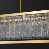 Modern Luxury Brass Rectangle Clear Textured Glass Island Light Image - 6