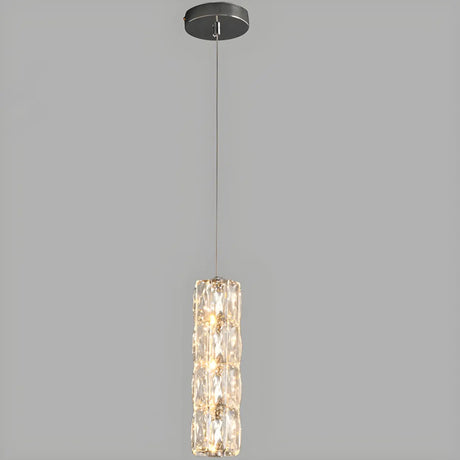 Modern Luxury Clear Crystal Cylinder Bedroom Pendant Light Image - 2