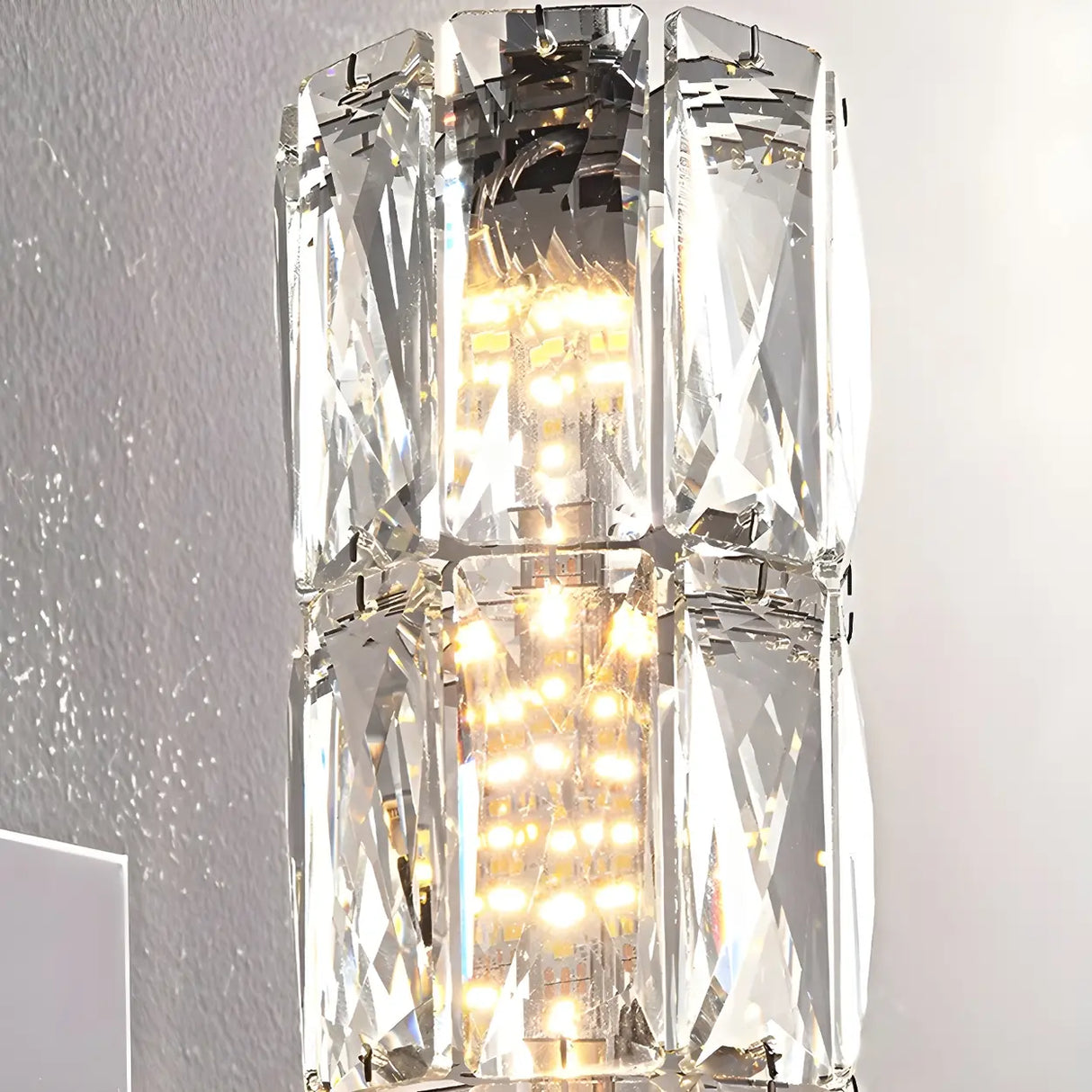 Modern Luxury Clear Crystal Cylinder Bedroom Pendant Light Image - 7