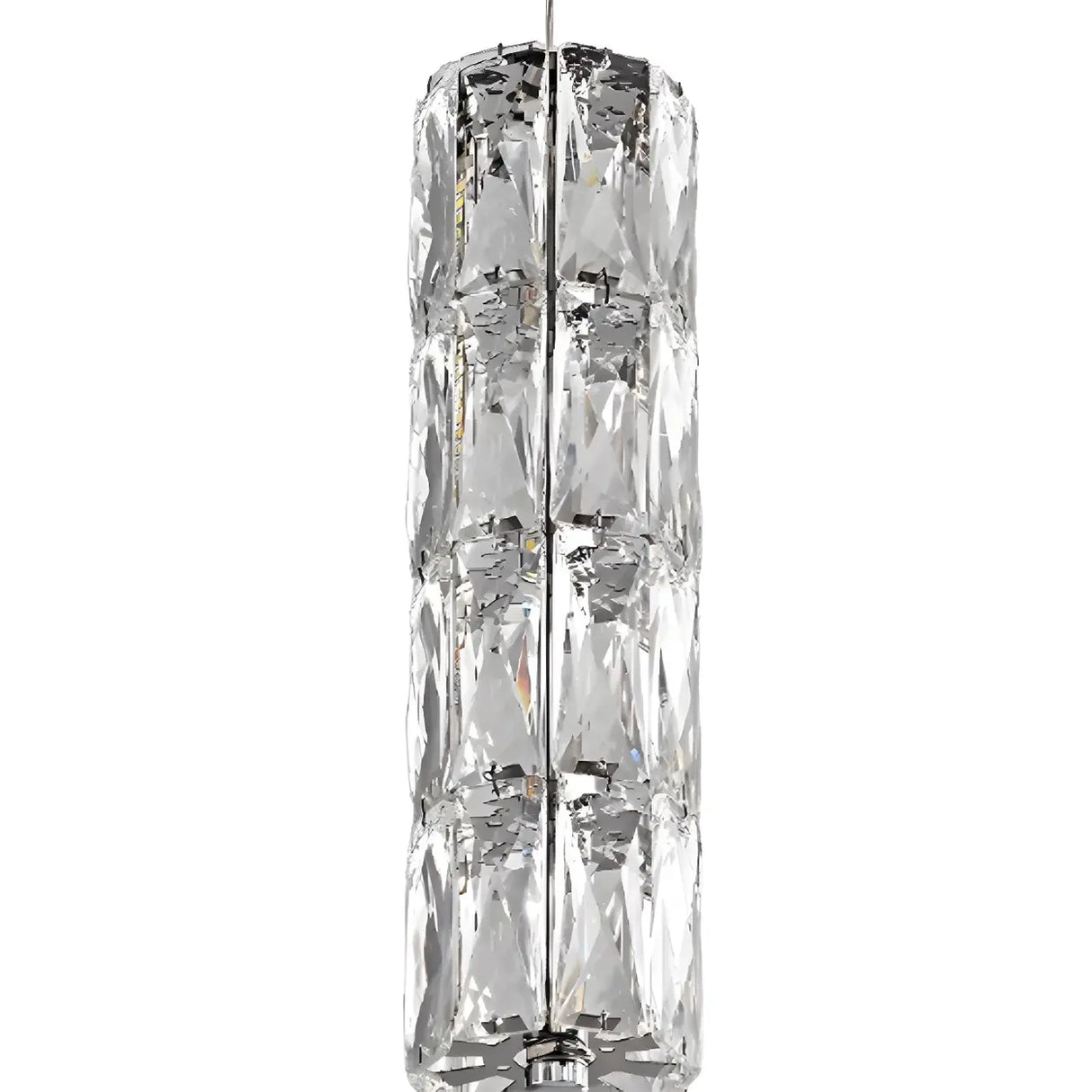 Modern Luxury Clear Crystal Cylinder Bedroom Pendant Light Image - 8