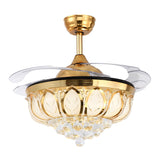 Modern Luxury Crystal Gold Bowl Ceiling Fan with Light Image - 6