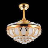 Modern Luxury Crystal Gold Bowl Ceiling Fan with Light Image - 7