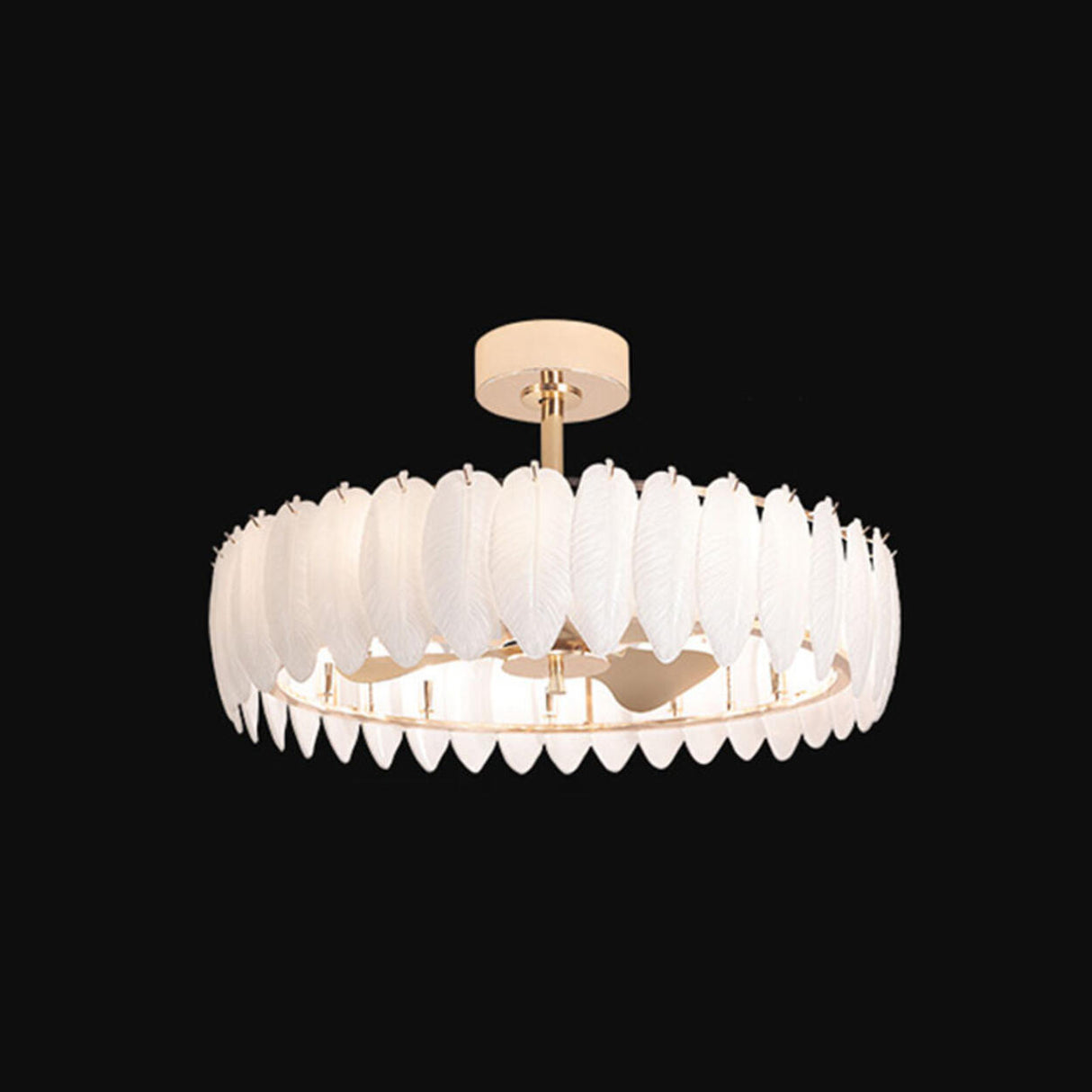 Modern Luxury Drum Crystal Chandelier Ceiling Fan Light Image - 11