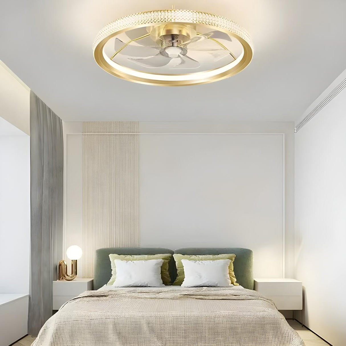 Modern Luxury Gold Crown Metal Ceiling Fan with Light Image - 11