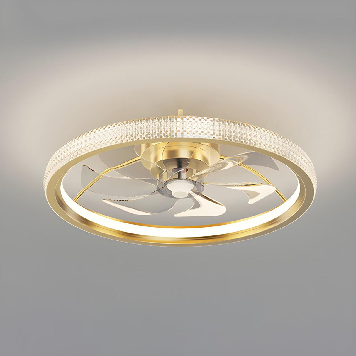 Modern Luxury Gold Crown Metal Ceiling Fan with Light Image - 17