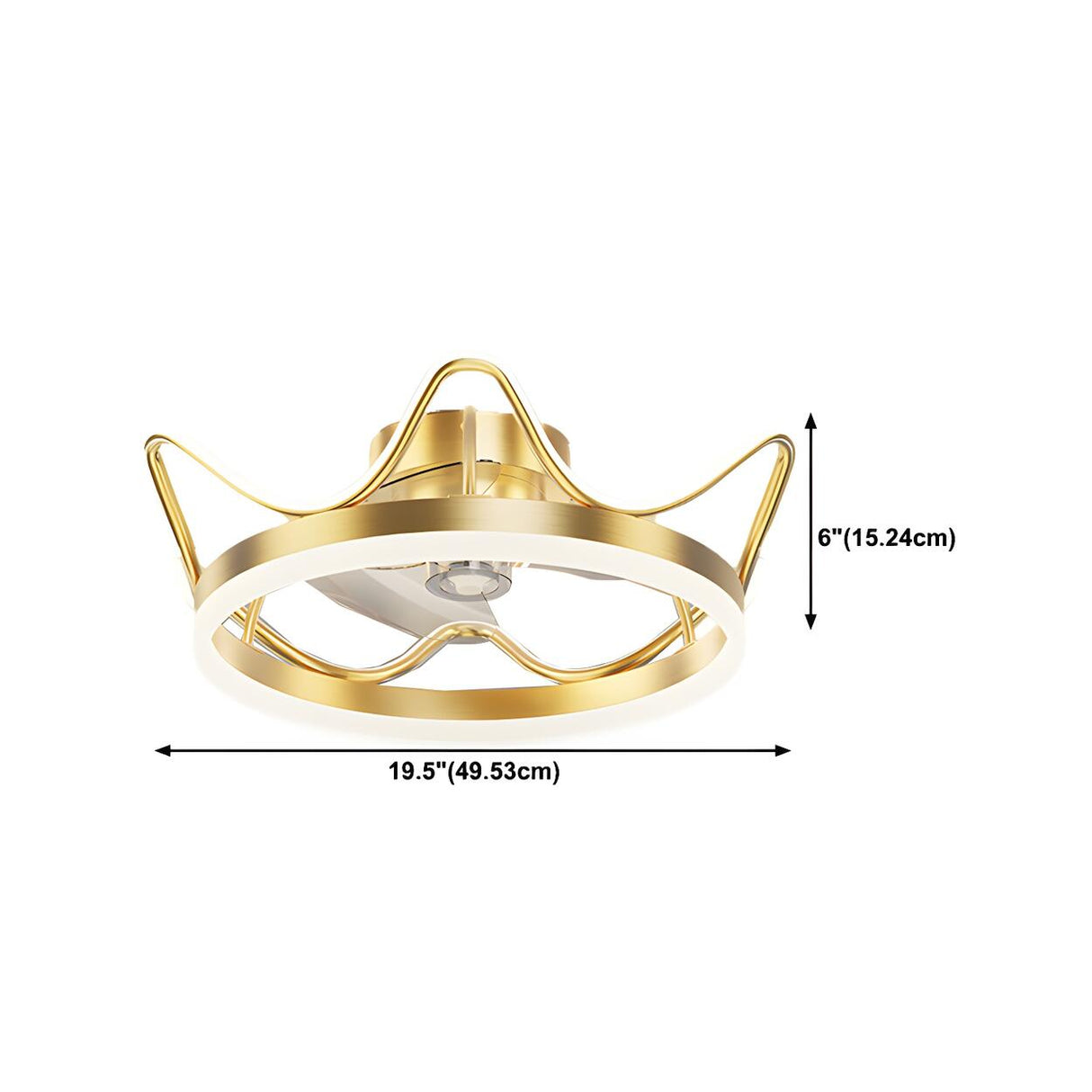 Modern Luxury Gold Crown Metal Ceiling Fan with Light Image - 19