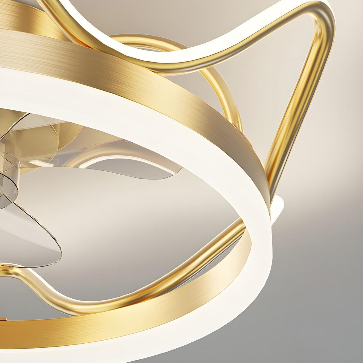 Modern Luxury Gold Crown Metal Ceiling Fan with Light Image - 4
