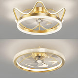 Modern Luxury Gold Crown Metal Ceiling Fan with Light Image - 6