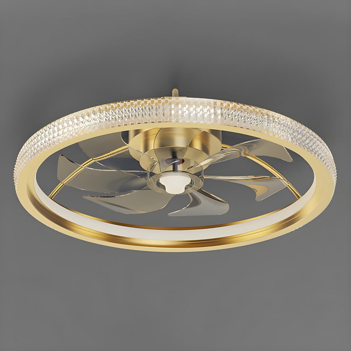 Modern Luxury Gold Crown Metal Ceiling Fan with Light Image - 8