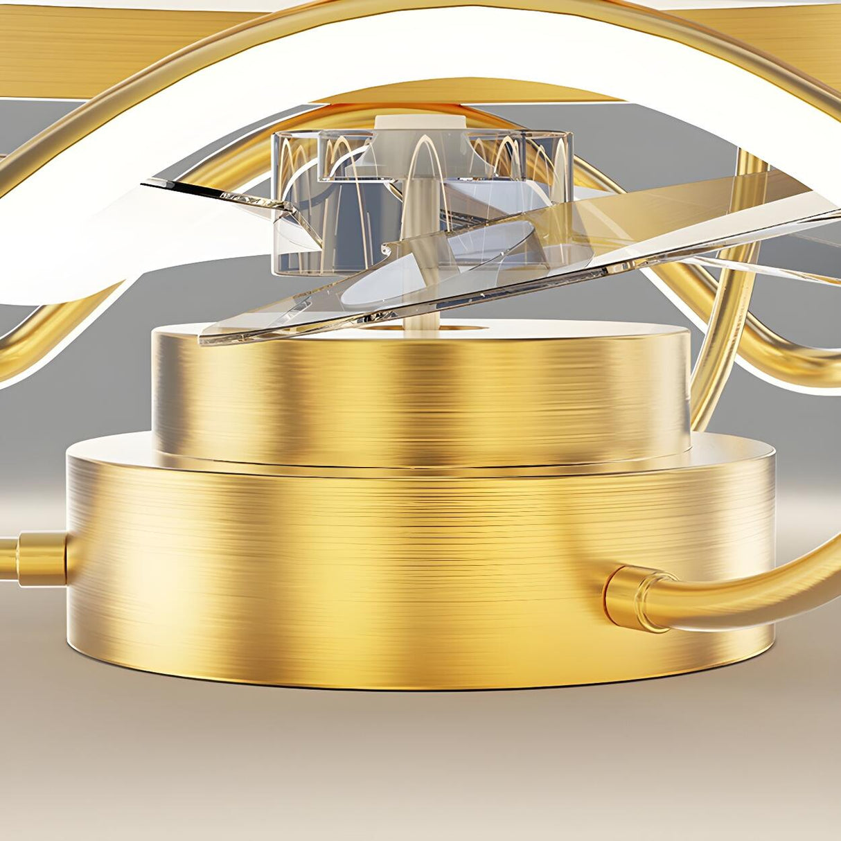 Modern Luxury Gold Crown Metal Ceiling Fan with Light Image - 9