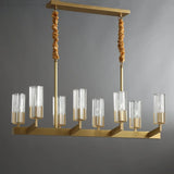 Modern Luxury Linear Gold 8-Light Crystal Glass Island Light Image - 2