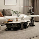 Modern Luxury Oval Stone Stain-Resist Coffee Table Image - 1