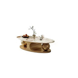 Modern Luxury Oval Stone Stain-Resist Coffee Table Image - 3
