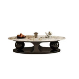 Modern Luxury Oval Stone Stain-Resist Coffee Table Image - 4