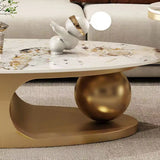 Modern Luxury Oval Stone Stain-Resist Coffee Table Image - 6