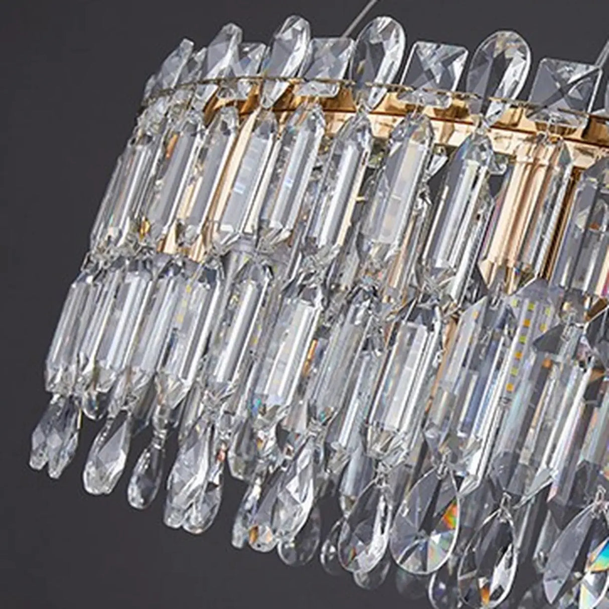 Modern Luxury Round Crystal Gold Hanging Chandelier Image - 10